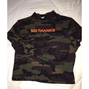 No thanks Camo crop top